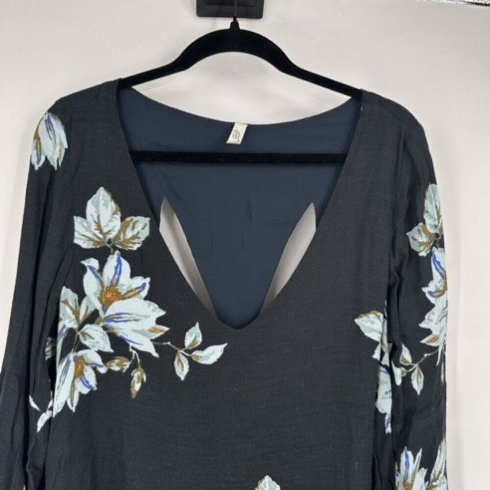 Free People‎ Wanderer Mini Dress Charcoal Floral Bell Sleeve As Seen On TV Small - Picture 4 of 15